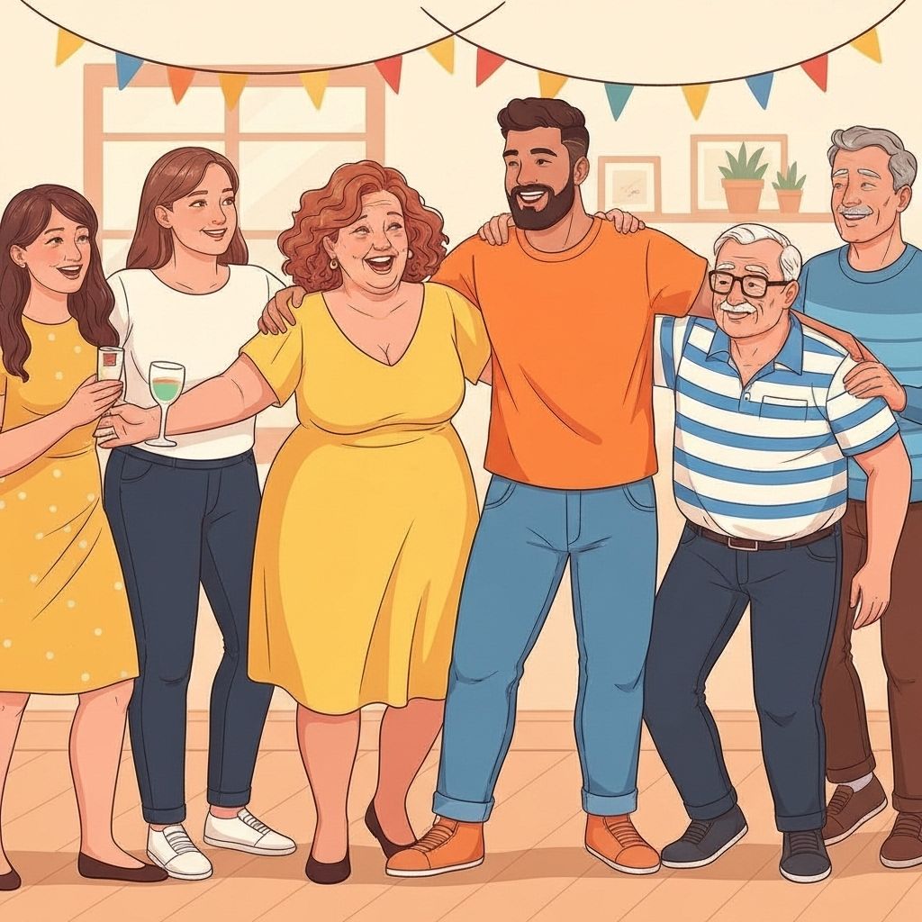 グループでお祝いし、お互いをサポートしている人々のイラスト