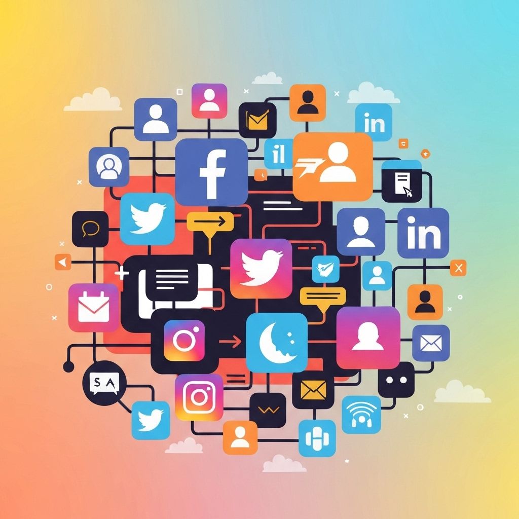 SNS連携システムのイラスト